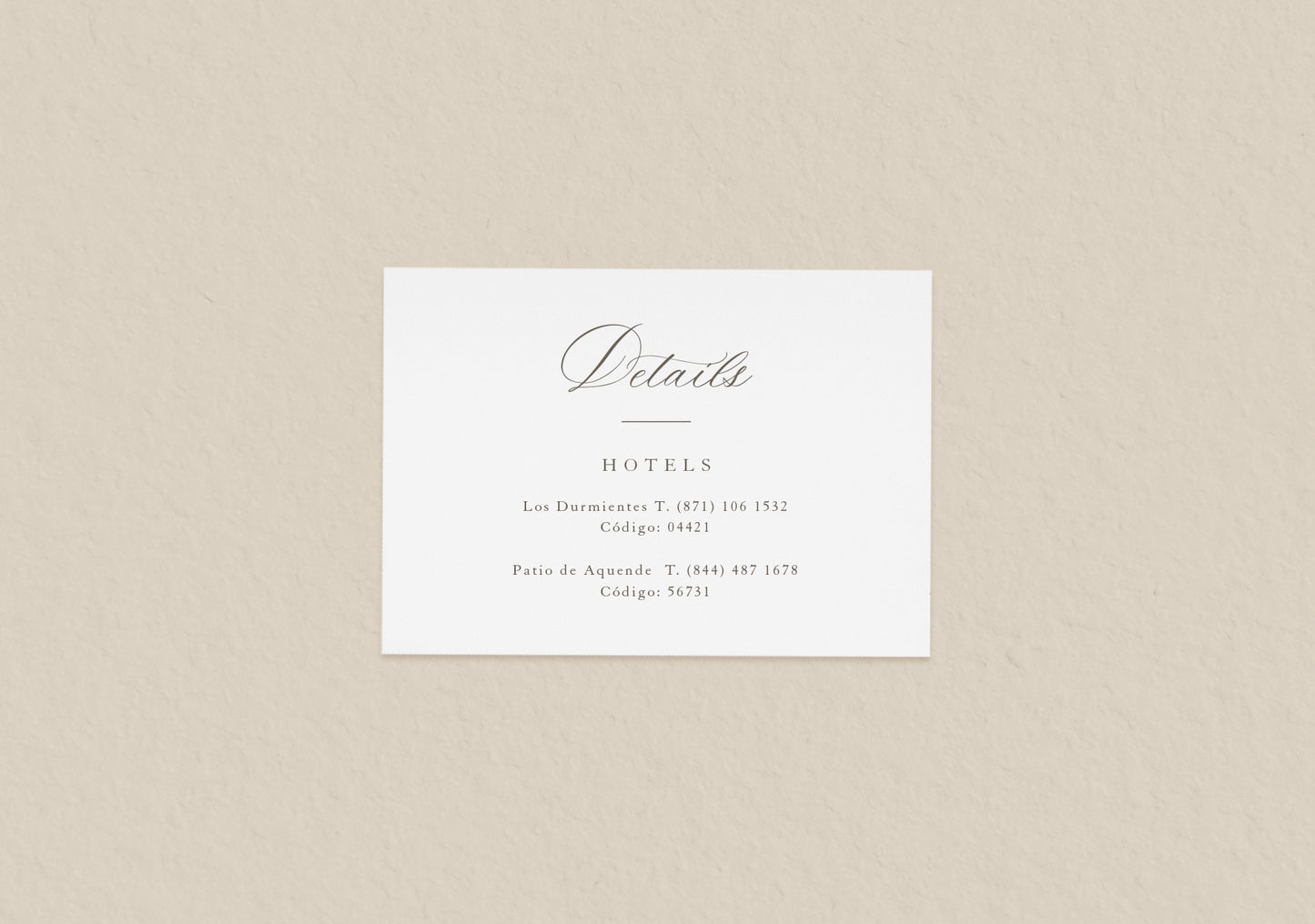 The Sandra Suite - Tarjeta de detalles impresa