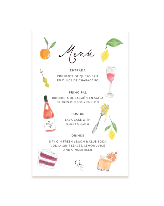 The Sandra Suite - Printed Menu