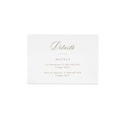 The Sandra Suite - Printed Detail Card