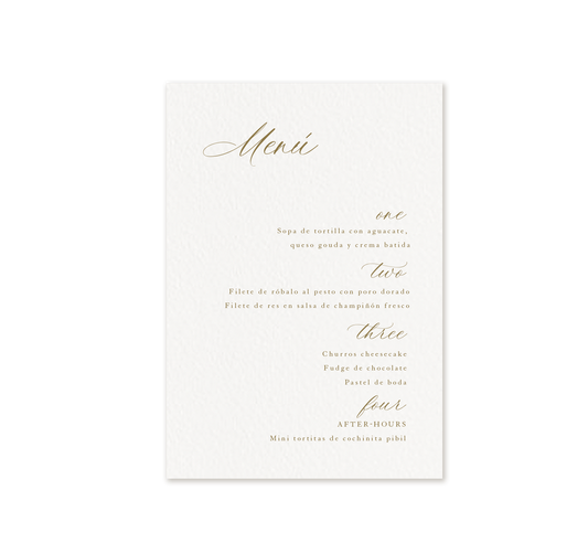 The Sandra Suite - Printed Menu
